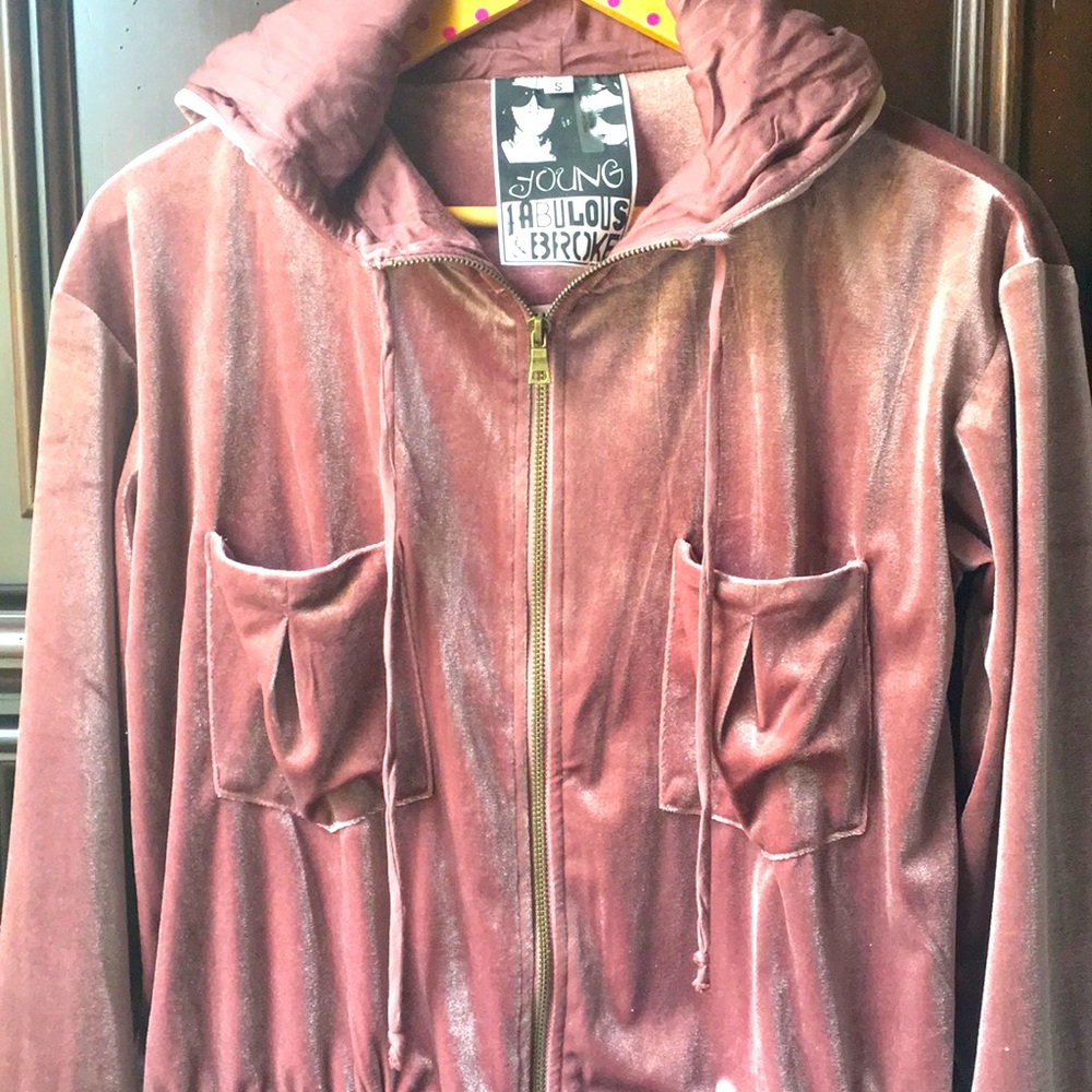 YBF Small purple velvet zipper hooded  jacket.